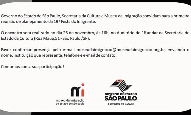 Reunião de Planejamento da 19 Festa do Imigrante.